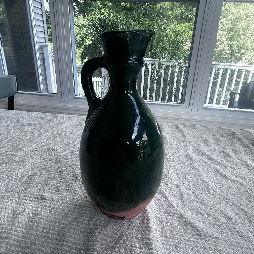 Huilier Terracotta Vert Green Drip Jug 10